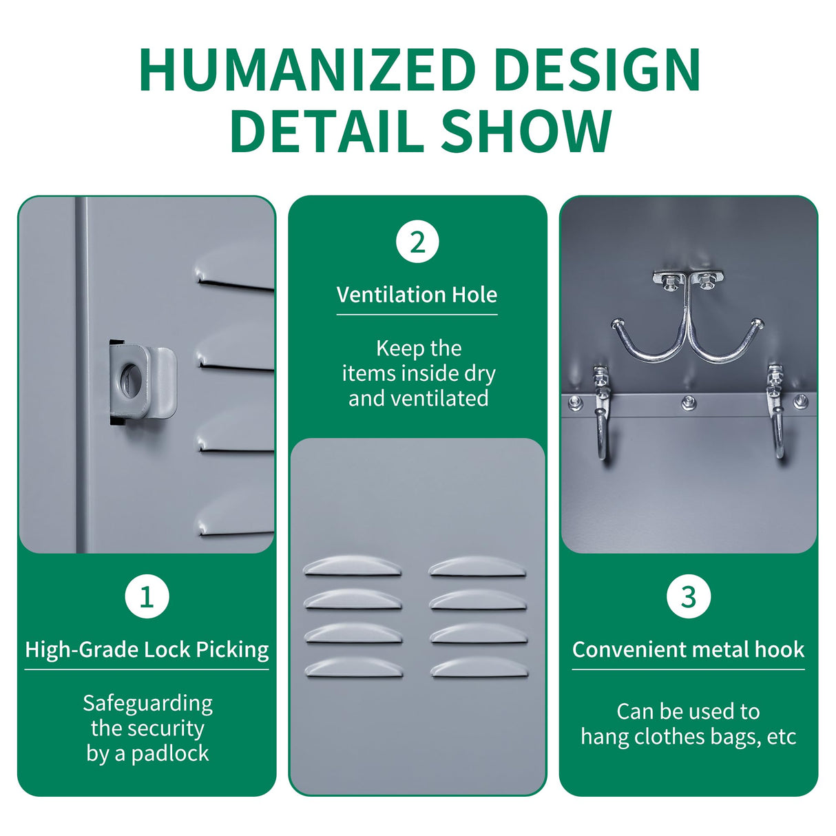 IKIMI 66" Metal Lockers for Employees Storage Locker with Doors and Shelves,Steel Lockable Cabinet Gray Tall Locker for School Office Gym Home Garage IKIMI