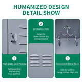 IKIMI 66" Metal Lockers for Employees Storage Locker with Doors and Shelves,Steel Lockable Cabinet Gray Tall Locker for School Office Gym Home Garage IKIMI