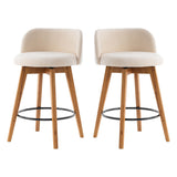 EYYTHUNG 26" Counter Height Bar Stools Set of 2 Mid Century Modern Farmhouse Swivel Barstools Chenille Fabric Upholstered Bar Height Island Chairs with Curved Backrest for Kitchen Island, Beige EYYTHUNG