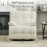 Pationate Oversized Rocker Recliner Chair,Manual Swivel Rocker Recliner for Living Room,Overstuffed Extra Wide Rocking Recliners Soft with Breathable Soft Fabric，Up to 350lbs (Manual, White) Pationate