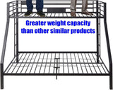 NIAYOU Twin XL Over Queen Bunk Bed, Industrial Style, Black Metal, Up to 900 lbs Weight Capacity, Easy Assembly NIAYOU