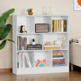 YAHARBO White 3 Tier Bookshelf,Wide Modern Horizontal Bookcase,Wood Low Book Shelf,Wide Display Storage Cabinet with Base,Floor Standing 8 Cube Large Bookcases Organizer for Bedroom,Living Room,Office YAHARBO