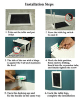 HZLCMPY Wall Mounted Folding Table, Flip-up Dining Table Wood Drop-Leaf Desk with Support Legs, L29 x W17.7 x H29.5 Inch, Kitchen Laundry Room Restaurant Office Wall Table (Black) HZLCMPY