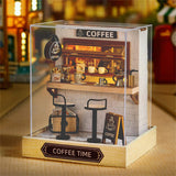 Flever Dollhouse Miniature DIY House Kit Creative Room with Furniture for Romantic Valentine's Gift (Coffee Time) Flever