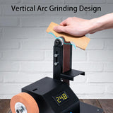 YZCHAIN Mini Belt Sander with 10 Abrasive Belts, Angle Adjustable Bench Belt Grinder, Variable Speed Control & Digital Display, 350W Power Sander for Woodworking Metal, G6M-ZJL-ONR648 YZCHAIN