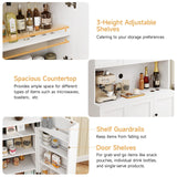 ONBRILL 71" Tall Kitchen Pantry Storage Cabinet with Microwave Stand & Door Shelf, Freestanding Kitchen Hutch with 6 Doors and Adjustable Shelves, Modern Food Pantry for Kitchen, Dining Room, White ONBRILL