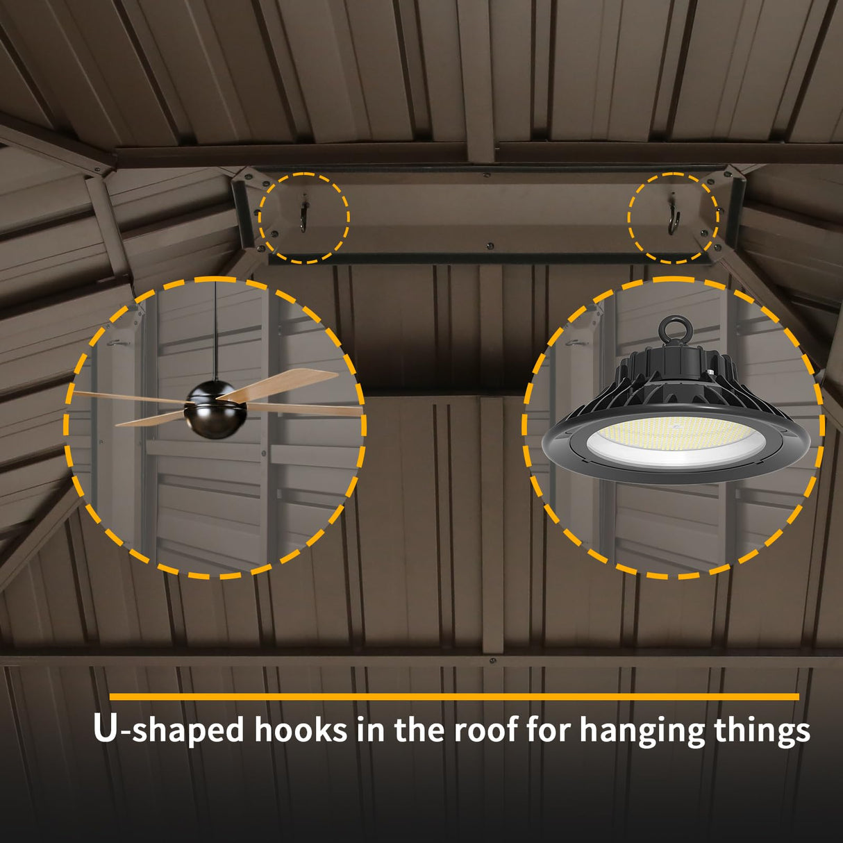 HOTEEL 10x12 Hardtop Gazebo with Heavy Duty Galvanized Steel Double Roof, Aluminum Frame, Flame-Resistant Curtains and Netting, Outdoor Gazebo Permanent Gazebo for Backyard, Brown (Upgraded 2.0) Hoteel