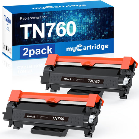myCartridge Remanufactured Toner Cartridge Replacement for Brother TN760 TN-760 TN730 TN-730 for MFC-L2710DW MFC-L2750DW HL-L2350DW HL-L2370DW HL-L2395DW HL-L2390DW Printer(Black,TN760 2Pk) myCartridge