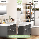 Kalrin Over-The-Toilet Storage Rack, 4-Tier Bathroom Organizer Shelf Over Toilet with Adjustable Shelf and Basket, Freestanding Space Saver Bathroom Shelves Above Toilet for Room (Pure Black) Kalrin