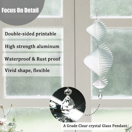 4Pack 11inch Sublimation Wind Spinner Blanks 3D Aluminum Metal Wind Sculpture Kinetic Spinners for Yard and Garden Indoor Art Ornaments Hanging Decoration (Helix) WindMage