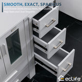 eclife 60" Modern Bathroom Vanity Sink Combo Gray W/Small Side Cabinet White Rectangle Ceramic Vessel Sink & Water Save Faucet & Pop Up Drain (2T03) eclife