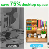 Marbrasse Upgraded Wooden Pencil Holder, Pen Organizer for Desk, Easy Assembly, Art Supply Organizer, Desktop Stationary Organizer (Cherry) Marbrasse