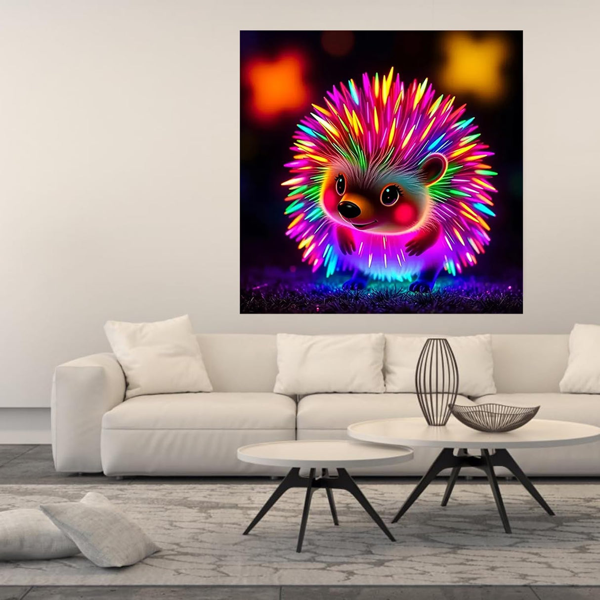 CHWGLFGG 5D Diamond Art Kits for Adults Beginners, Glowing Hedgehog Diamond Painting Kits, DIY Full Round Drill Paint by Diamonds Dot Gem Art for Adults, Home Wall Decor 13.7X 13.7 Inch CHWGLFGG