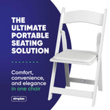 4 White Resin Stackable Folding Chairs - Comfortable White Foldable Chair - Folding Chairs with Padded Seats - Indoor/Outdoor Folding Chairs for Events - Lightweight Foldable Chairs (4 Pack) Simplex Furniture