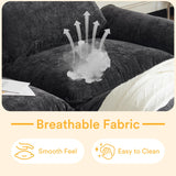 Karl home 122" Sectional Couch 3-Seat Deep Sofa Couch with Ottoman Modern L Shape Sectional Sofa Chenille Upholstered for Living Room, Apartment, Studio, Office, Black Karl home