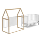 Storkcraft Orchard 5-in-1 Convertible Crib (White with Driftwood) – GREENGUARD Gold Certified, Canopy Style Baby Crib, Converts from Crib to Toddler Bed, Daybed and Full-Size Bed Storkcraft