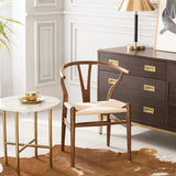 Polynices Wishbone Chair, Weave Solid Wood Mid-Century Modern Y Shaped Backrest Dining Chair (Walnut Set of 2) Polynices