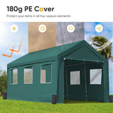 ADVANCE OUTDOOR 10x20 ft Heavy Duty Carport with Removable Window Sidewalls and Doors, Adjustable Height Car Canopy Garage Party Tent Boat Shelter with Reinforced Poles, Green ADVANCE OUTDOOR