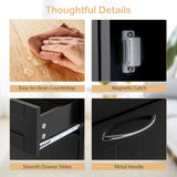 Giantex Kitchen Trash Cabinet, Kitchen Island with Tilt Out 15.5 Gallon Garbage Bin, Rubber Wood Countertop, Large Cabinet, 2 Drawers, Adjustable Shelf, Recycling Can Holder Organizer (Black) Giantex