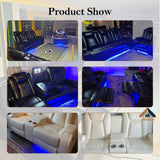 JBXBER Power Recliner Sofa Sets for Living Room, Leather Recliner Sofa Set with LED Light, Console Storage, Cup Holder for Home Theater Seating(Sofa and Loveseat,Black) JBXBER