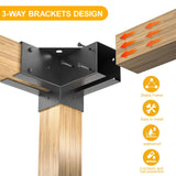 Wilkblck Pergola Brackets, 4PCS Woodworks Pergola Kit 3-Way Right Angle Corner Bracket Elevated Wood Stand Kit Pergola/Gazebo Kit Hardware for 4x4 Lumber Wilkblck