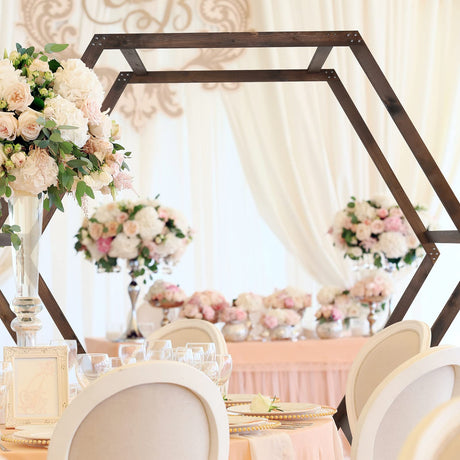 VINGLI Wooden Wedding 7FT Arbor, Wedding Arch for Ceremony, Heptagonal Photo Backdrop Stand for Parties, Garden Decorations, Backyard VINGLI