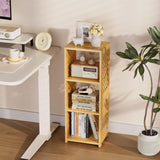 Amazer 3-Tier Bamboo Book Shelf, 32 Inches Tall Standing Bookshelf – Space-Saving, Adjustable Storage Shelves, Bookcase for Home, Office, Bedroom and Living Room Amazer