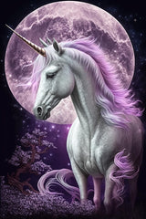 RMSGOZO Purple Unicorn Horse Diamond Painting - Summer Purple Night Animal Diamond Art Kits for Adults, Full Round Gemstone Crystal Cross Stitch Kit, for Wall Decor (12 X 16 Inch) RMSGOZO