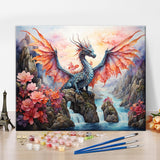 Dragon Paint by Numbers Kit for Adults, Winged Dragon DIY Oil Painting Kit, Abstract Canvas Acrylic Pigment Pink Landscape Painting Arts Craft for Home Wall Decor Gift 16x20 Inch Without Frame Rebotipy