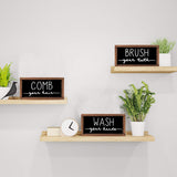 LIBWYS Bathroom Sign & Plaque (Set of 3) Wash Your Hands Brush Your Teeth Comb Your Hair Decorative Rustic Wood Farmhouse Bathroom Wall Decor (Black) LIBWYS