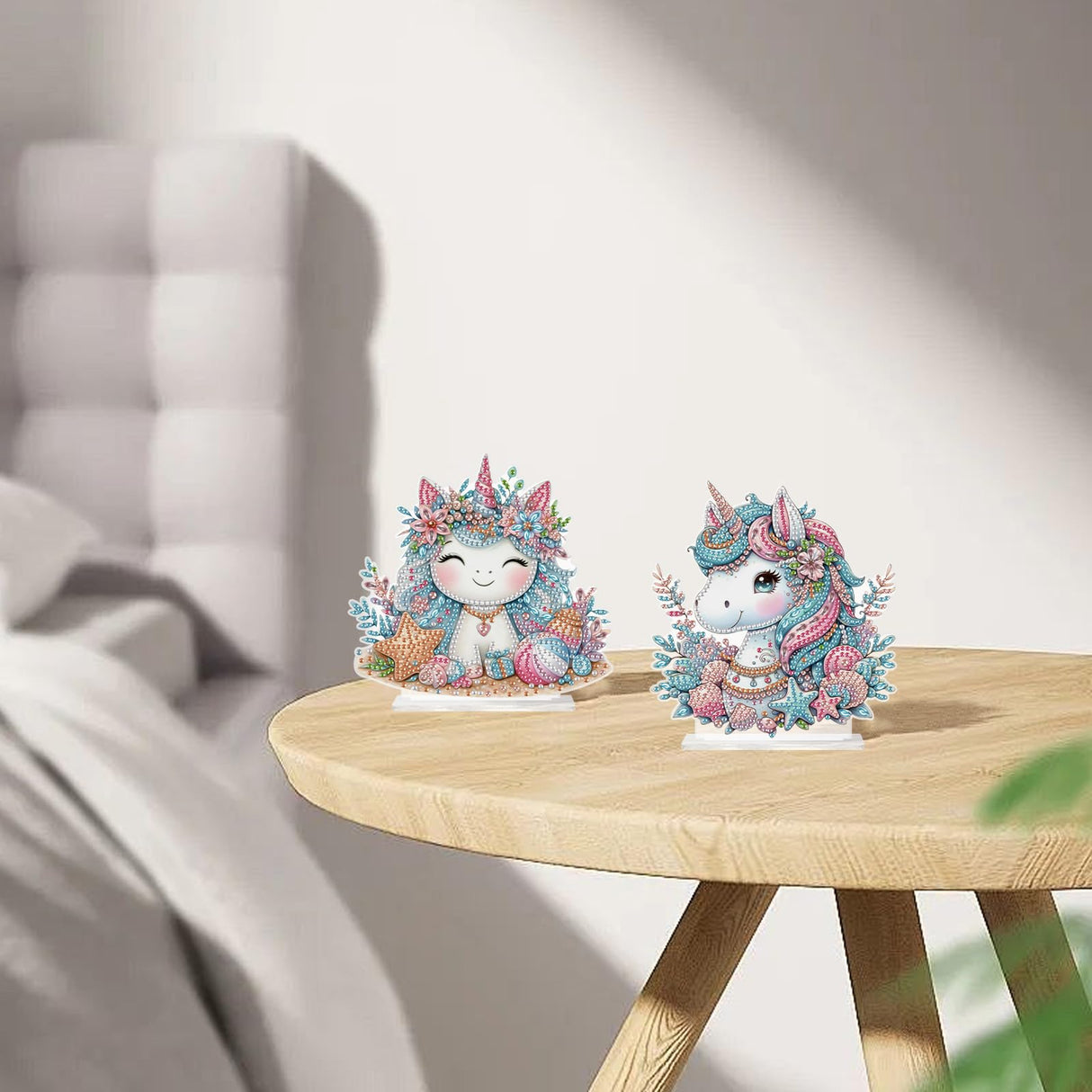 MVVMTOP 2 Pcs Diamond Painting Art Tabletop Decoration, Diamond Art DIY Unicorn 5D Special Shape Crystal Mosaic Handicraft for Adult Beginners, Home Office Tabletop Decor Gift MVVMTOP