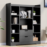 Cozy Castle Black Bookshelf, 4-Tier Open Shelf Bookcase with 2 Drawers and 10 Cubes, Wood Cube Storage Organizer Shelf for Bedroom, Living Room, 39.4" W X 47.2" H Cozy Castle
