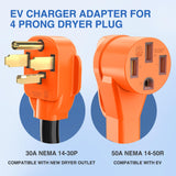 Nilight EV Charger Adapter Cord 30 Amp to 50 Amp 4 Prong Pure Copper New Dryer Outlet to EV Plug Conversion Heavy Duty 10 Gauge Wire 14-30P to 14-50R 30M/50F for Level 2 EV Charging Nilight