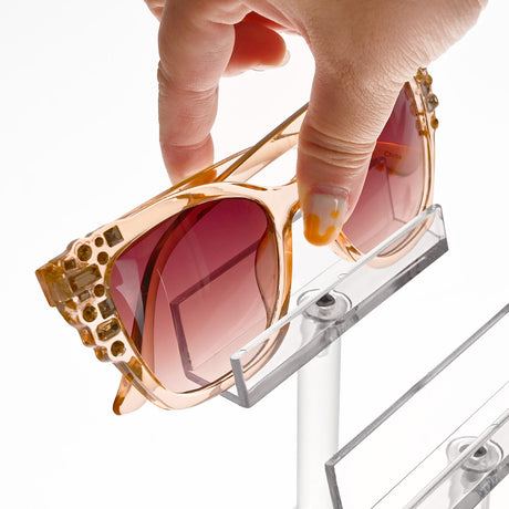 MOOCA 6 Tier Acrylic Eyeglasses Frame Stand, Sunglasses Rack, Sunglasses Stand Acrylic Sunglasses Display, Sunglasses Rack Holder, Acrylic Glass Display, Stylish Eyewear Organizer, 8”H MOOCA