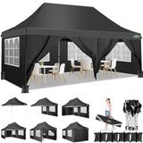 COBIZI 10x20ft Pop Up Canopy Tent with 6 Removable Sidewalls, Easy Up Commercial Canopy, Waterproof and UV50+ Gazebo with Portable Bag, Adjustable Leg Heights,Party Tents for Parties, with 4 Sandbags COBIZI