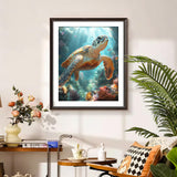 MBYAUYN Diamond Art Kits for Adults, 5D Animal Diamond Painting, DIY Sea Turtles Full Drill Gem Art Kits and Crafts for Adult, Beginners As Wall Decor and Gift 12x16inch MBYAUYN