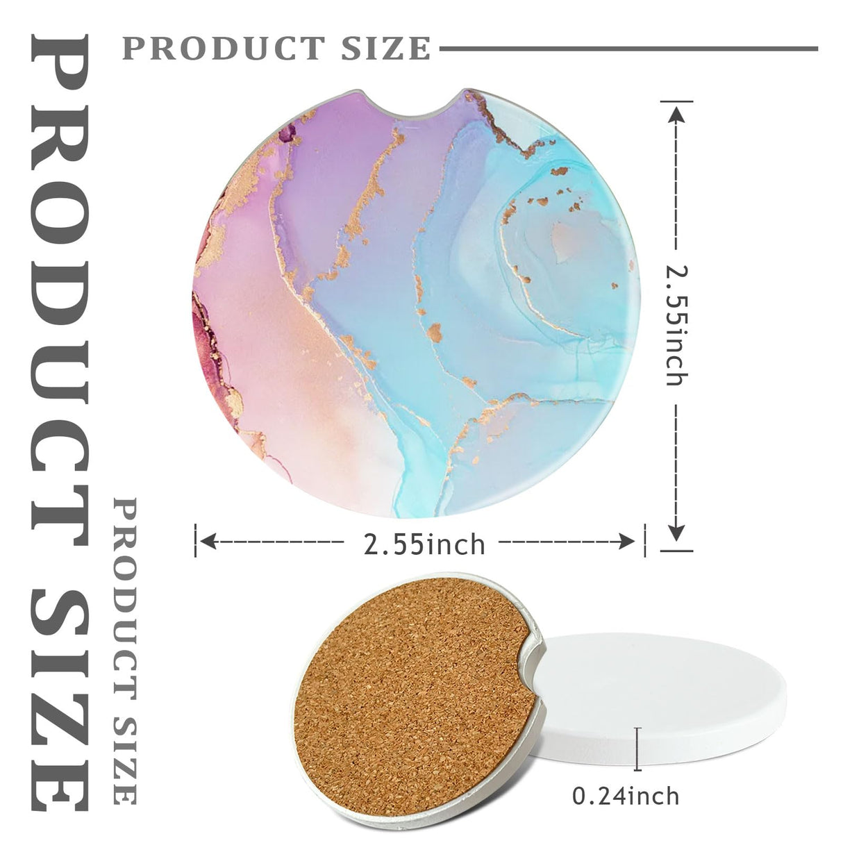 Ceramic Sublimation Blanks Car Coasters for Car Cup with Finger Notch for Easy Removal Ceramic Car Cupholder Auto Cupholder Keep Vehicle from Cold Drink Sweat Stain Spill (12) BOMSI