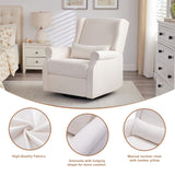 Eiayeebil Nursery Swivel Glider Recliner,Rocking Chair Nursery with Footrest,Rocking Recliner Chair for Nursery,Glider Rocker Recliner for Living Room & Bedroom,Beige Eiayeebil