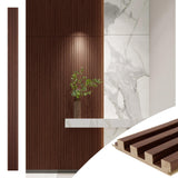 Art3d Slat Wood Wall Paneling for Interior and Ceiling Decoration - Pack of 4pcs + 1pc End-Trim, Size 108 x 5.7in.- Walnut Art3d