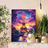 France Eiffel Tower Oil Paint by Number Kits for Kids and Adults Beginner Paris Cityscape Acrylic Digital Pitures The Seine River Paintwork Bedroom Decor Nordcis Romantic Gift (16''W x 20''H) TUMOVO