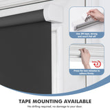 LazBlinds 100% Blackout Door Blinds, No Drill Cordless Roll Up French Door Blinds, Thermal Insulated Light Blocking Shades for Front Door Patio Sidelight Glass Door, 14'' W x 40'' L, Black, 1Pcs LazBlinds