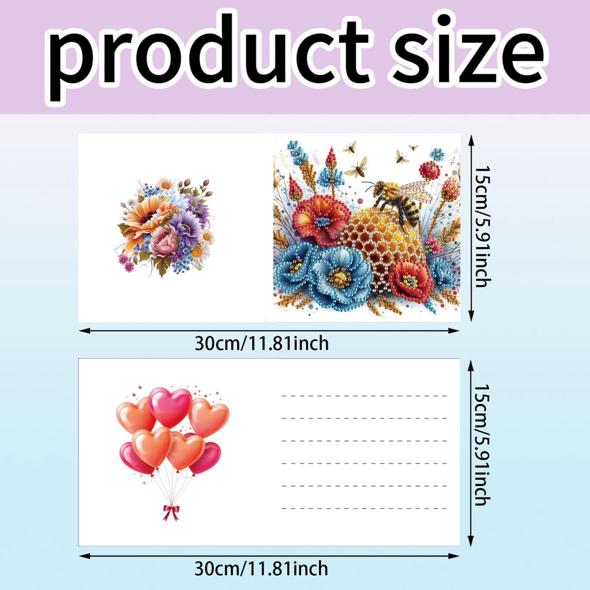 MaiYiYi 6 Pack 5D DIY Bee Diamond Art Greeting Cards Ladybug Diamond Painting Greeting Cards Flowers Diamond Art Cards for Family Friends Holiday Birthday MaiYiYi