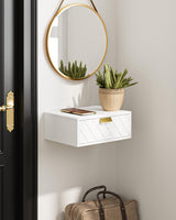 Aienvey Floating nightstand, Floating Shelf with Drawer, Wall Mounted Nightstand, Floating Bedside Table (White Diamond) Aienvey