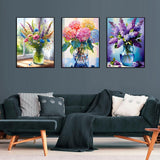 Diamond Art Kits for Adults - 3 Pack Flowers Diamond Painting Kits for Adults, 5D Round Full Drill Vase Gem Art Paint by Diamonds Pictures DIY Crafts Kits 12x16inch Axquilon