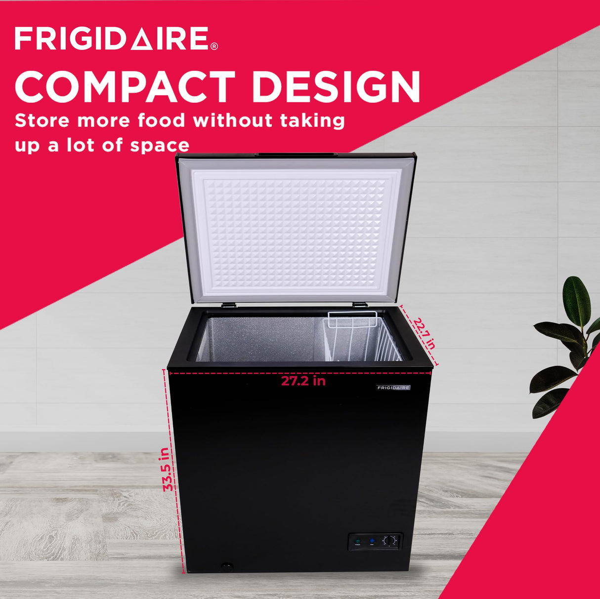 Frigidaire EFRF5003-BLACK Chest Deep Freezer-GARAGE-READY, 5.0 Capacity, Black-Adjustable Thermostat-Removable Vinyl Coated Wire Basket-Easy Defrost Drain, 5 cu ft Frigidaire