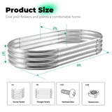 AHEONLAR Galvanized Raised Garden Bed Kit, Oval Large Metal Planter Box, Sturdy and Durable, Garden Boxes Outdoor Raised for Vegetables, Fruits, Flowers and Herbs, 4x2x1ft (Silver) AHEONLAR