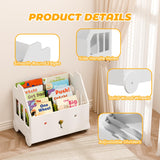 Jomzuci Wooden Kids Bookshelf, Toddler Montessori Bookshelf, Nursery Book Shelves with 4 Adjustable Dividers, Book Shelf for Kids Rooms, Nursery, Bedroom, Classroom and Playroom Storage Jomzuci