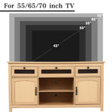 Yeyawomy Rattan Tall Entertainment Center for 65 inch TV, Modern TV Stands for Living Room,Tall TV Stand with LED lights, Storage Cabinet,Adjustable Shelf,Media Console,Wood TV Consoles Yeyawomy