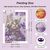 SJUTOUCI Diamond Painting Kits for Adults, Cat in Flower Diamond Art Kits for Beginners, 5D DIY Diamond Bead Dot Art, Full Drill Round Gem Craft Home Decor 12x16 inch SJUTOUCI