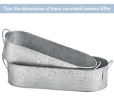 Mkono Metal Storage Basket for Toilet Tank Top Bathroom Decor, Galvanized Tray with Handle for Shelves, Farmhouse Toilet Paper Holder Organizing Bin Box for Countertop Living Room, Set of 2, Silver Mkono